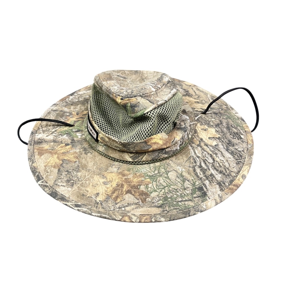 Realtree Camo Boonie Hat Mesh Vent Sun Bucket Hat Adjustable Chin Strap S/M